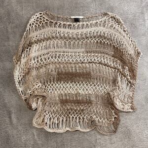 Beige Open Knit Crochet Sweater